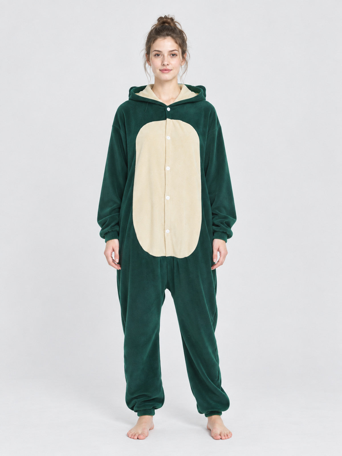 Dark green hooded jumpsuit pajama with ears