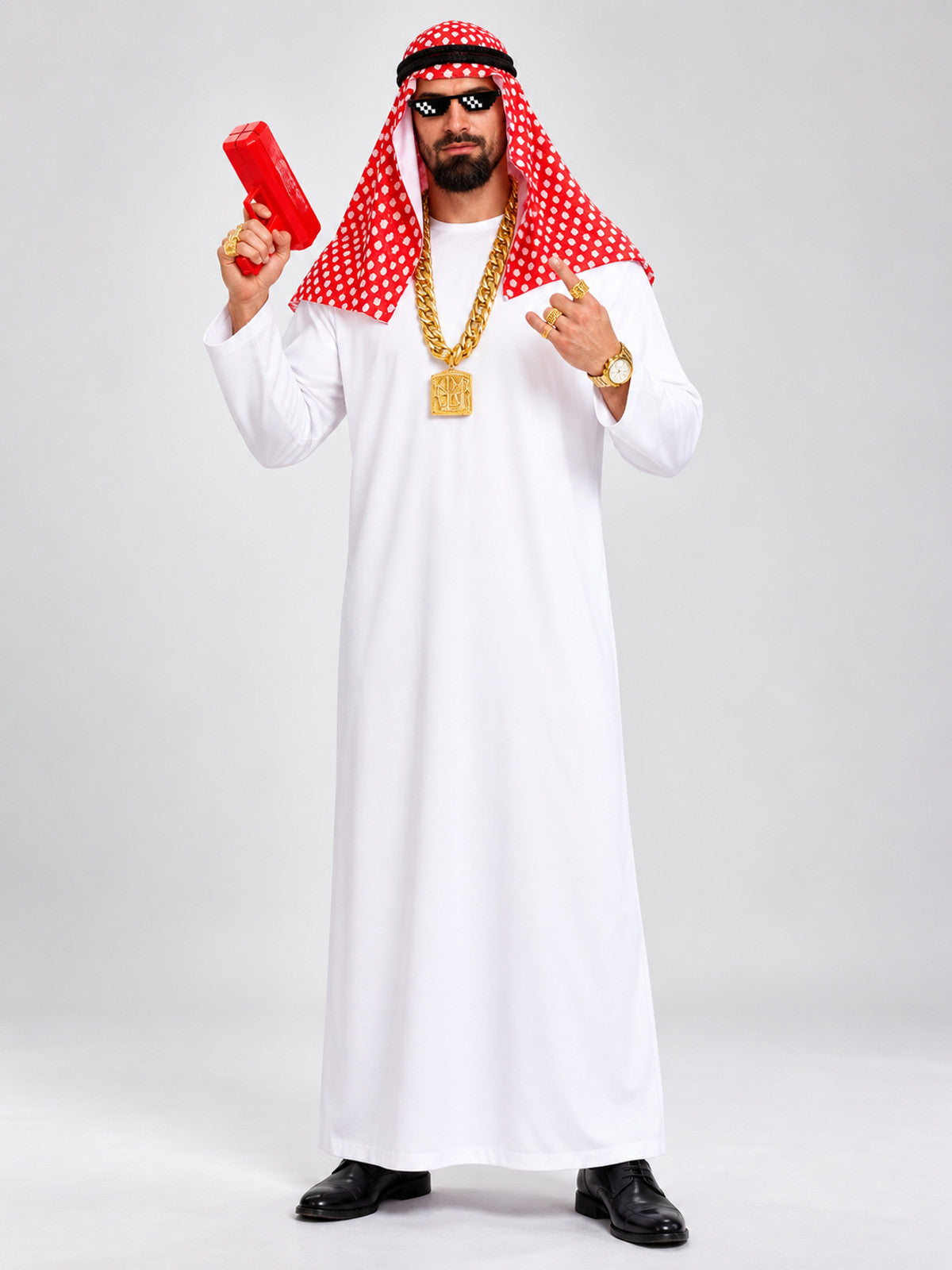 Arabian-Style Carnival Costume with Headscarf and Glasses