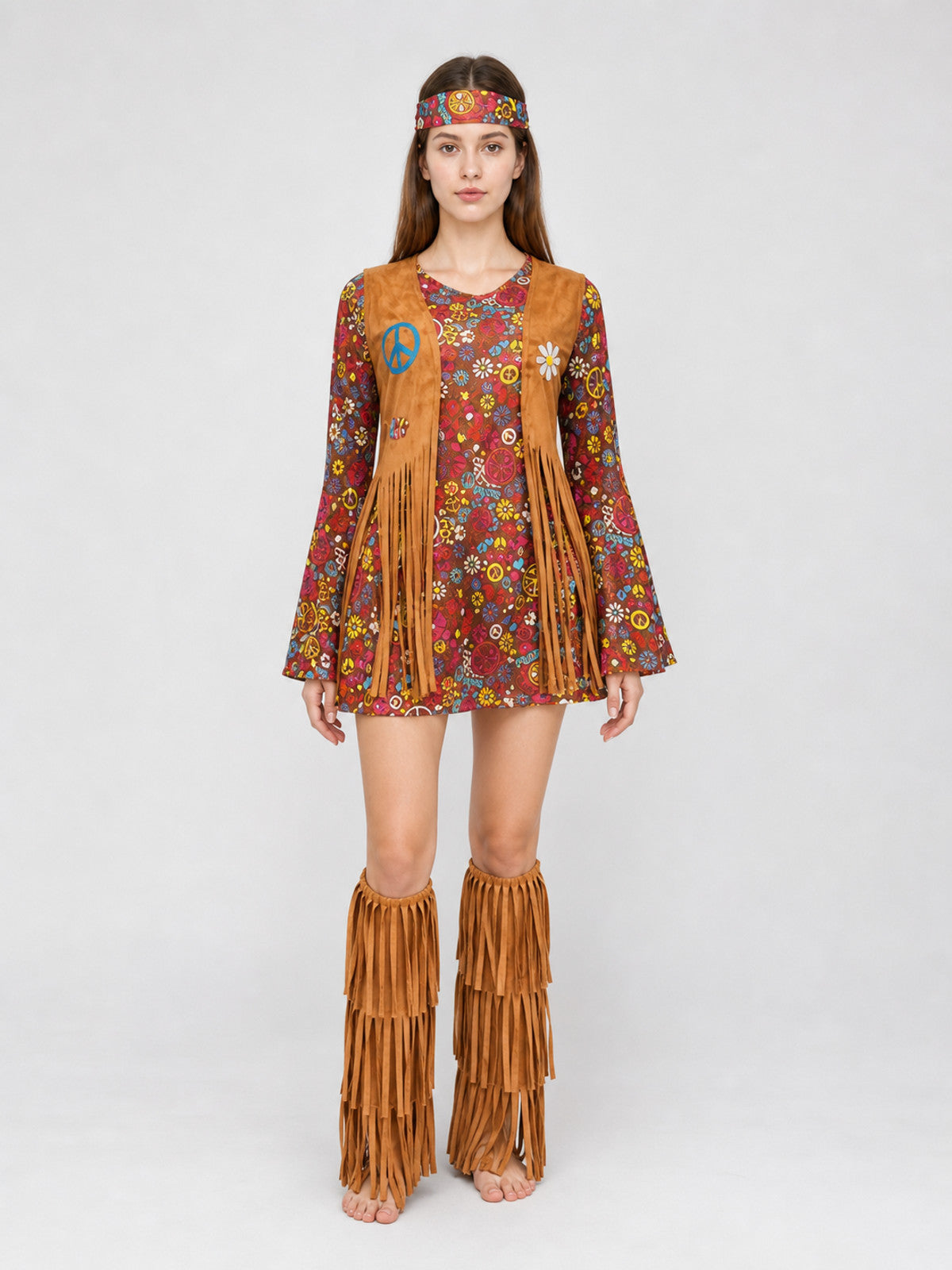 Fringed Hippie-Style Costume on-model view