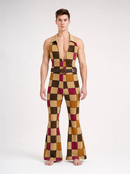 70s Disco-Style Flared Costume Jumpsuit on-model view