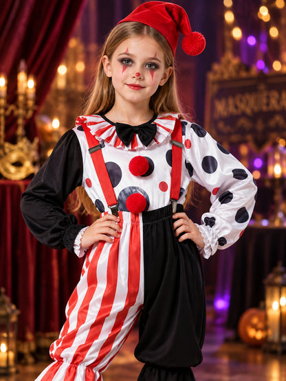 Kids' Clown Costume with Hat, Bow, and Suspenders