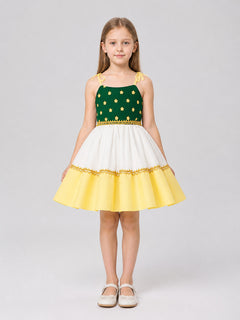 Festive Dress with Floral Print and Full Skirt