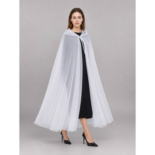 Long White Hooded Carnival Cloak
