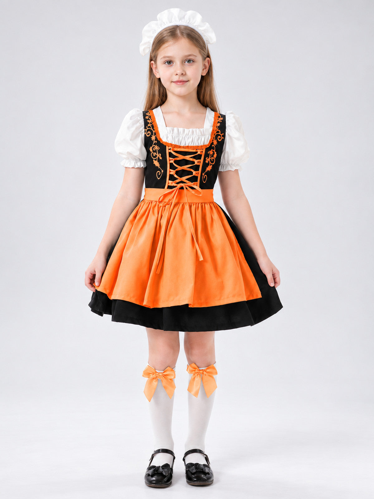 Bavarian-Style Children's Costume with Orange Apron