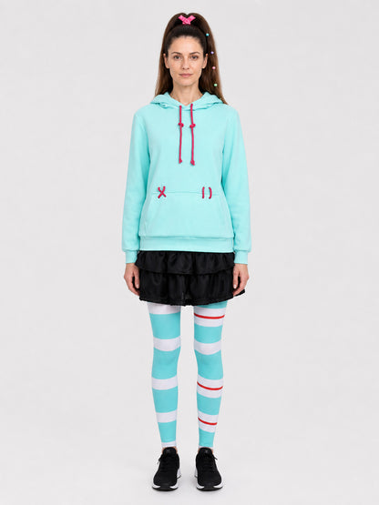 Vanellope Cosplay Costume: Hoodie, Skirt-Shorts, Knee-High Socks on-model view