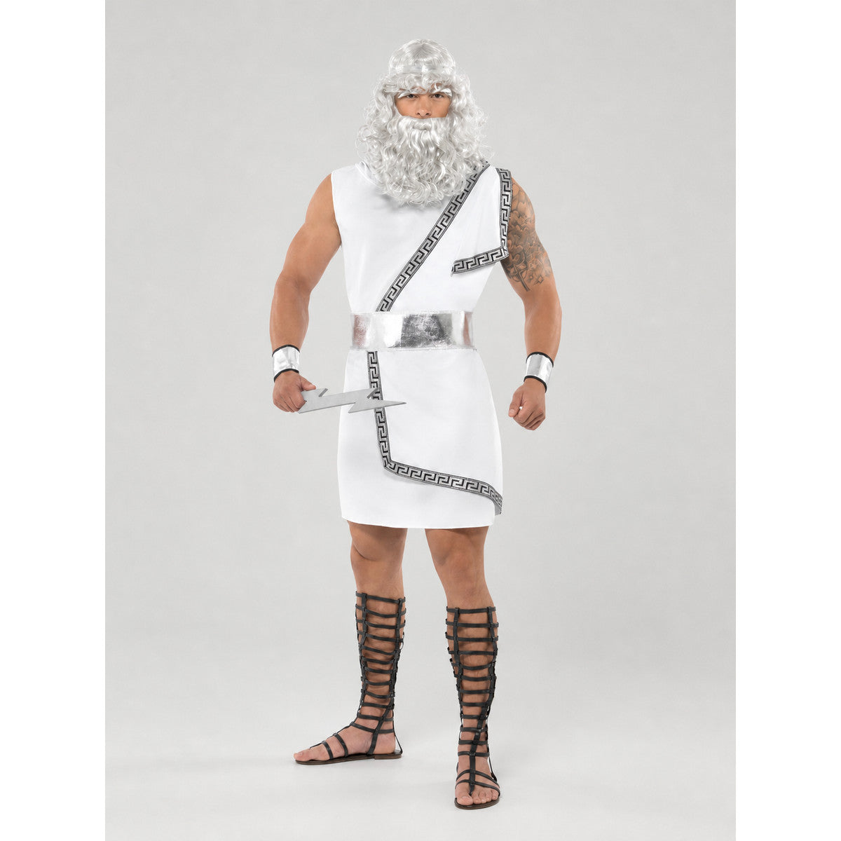 Ancient Greek Stage Costume with Meander and Belt on-model view