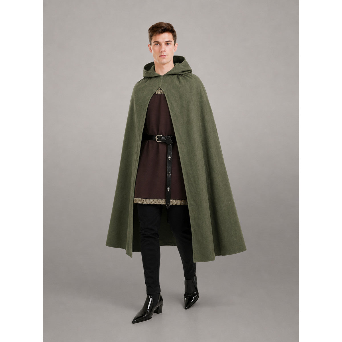 Dark Olive Hooded Costume Cape