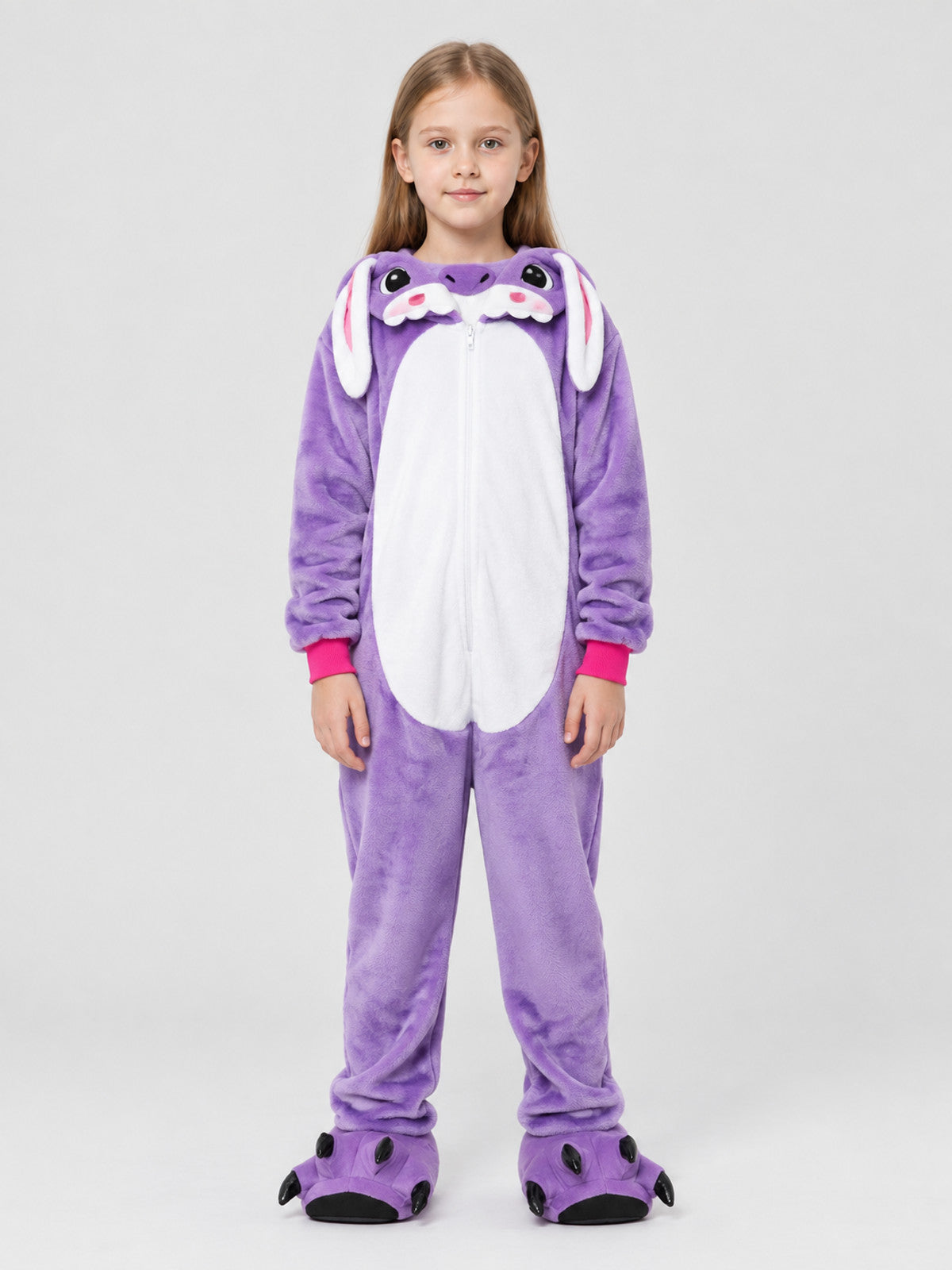 Kids' Purple Hooded One-Piece Pajama