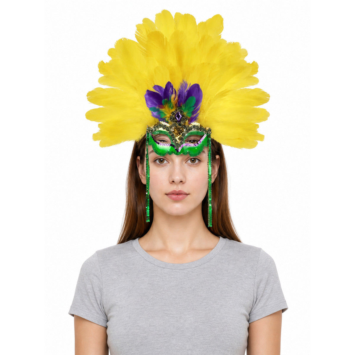 Carnival feather headdress with mask