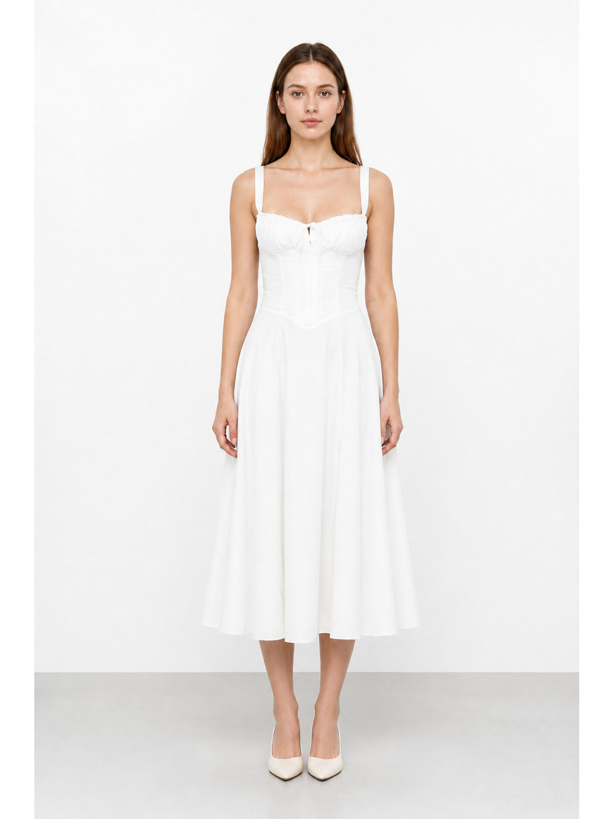 Strappy Midi Dress with a Gathered Bodice main product view