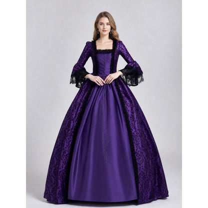 Victorian Dress with Lace and Long Sleeves on-model view