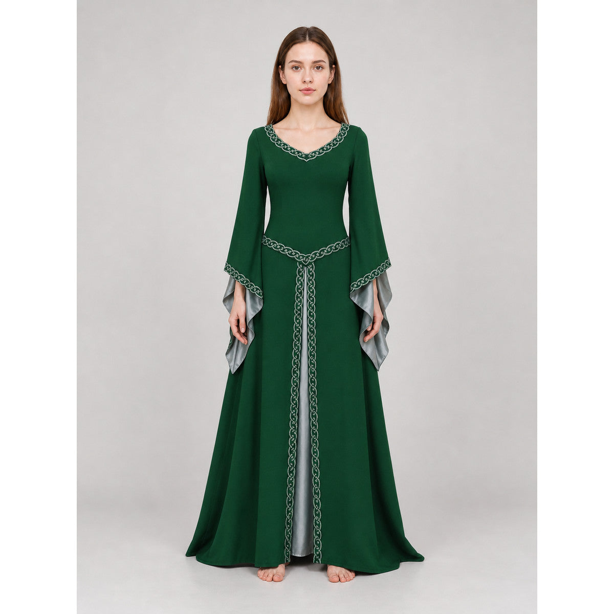 Long Celtic-Style Embroidered Dress