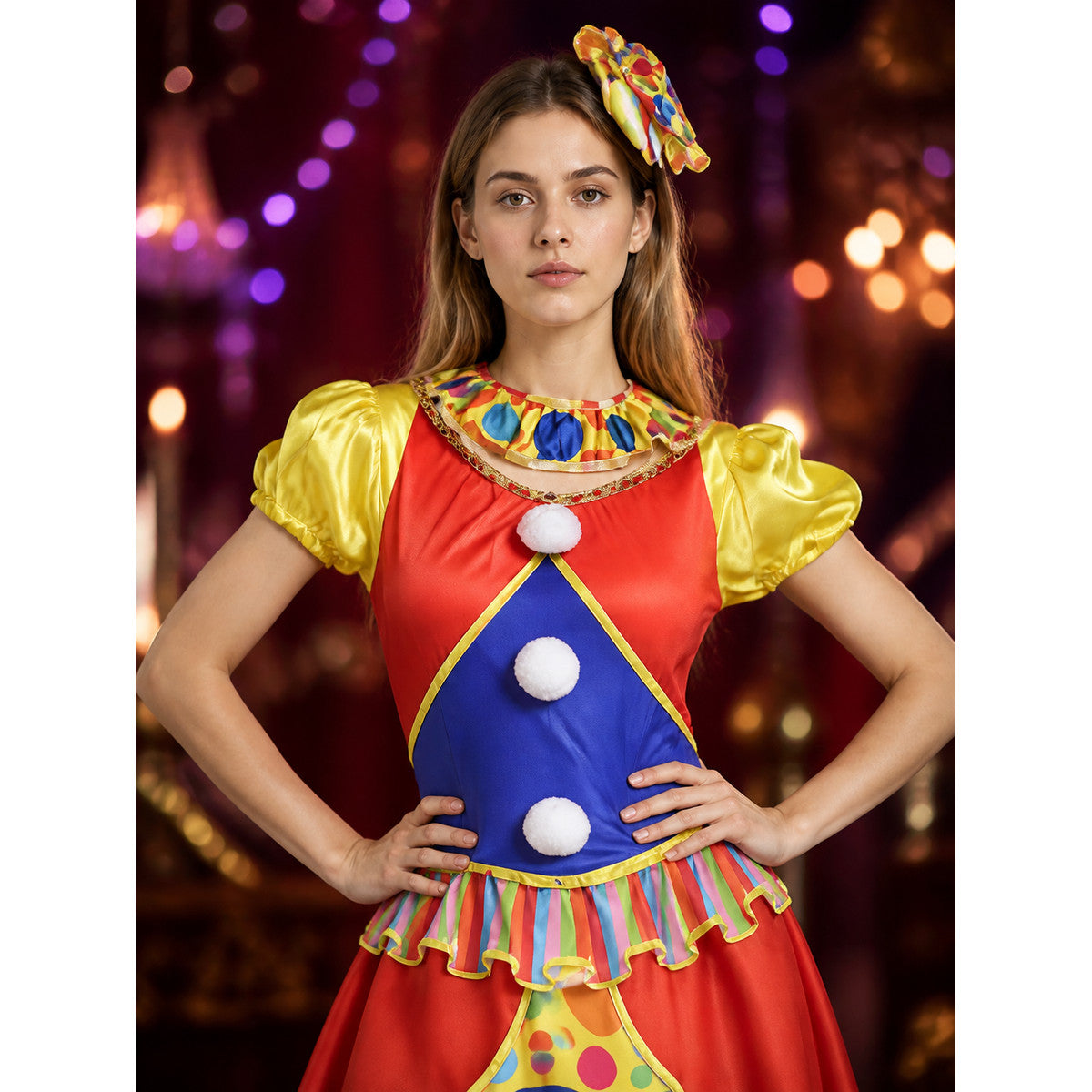 Clown Costume Dress for Parties and Stage Performances on-model view