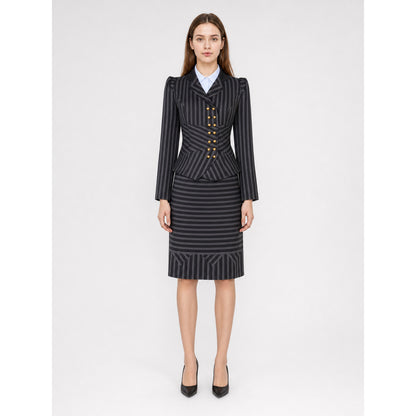 Elphaba Cosplay Costume: Jacket, Skirt, and Shirt on-model view