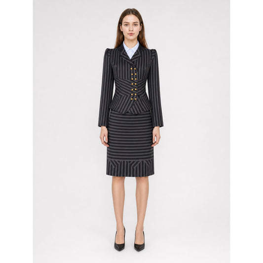 Elphaba Cosplay Costume: Jacket, Skirt, and Shirt on-model view