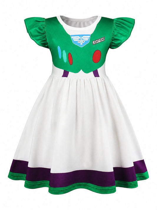Children's Polka Dot Dress with Ruffle Sleeves main product view