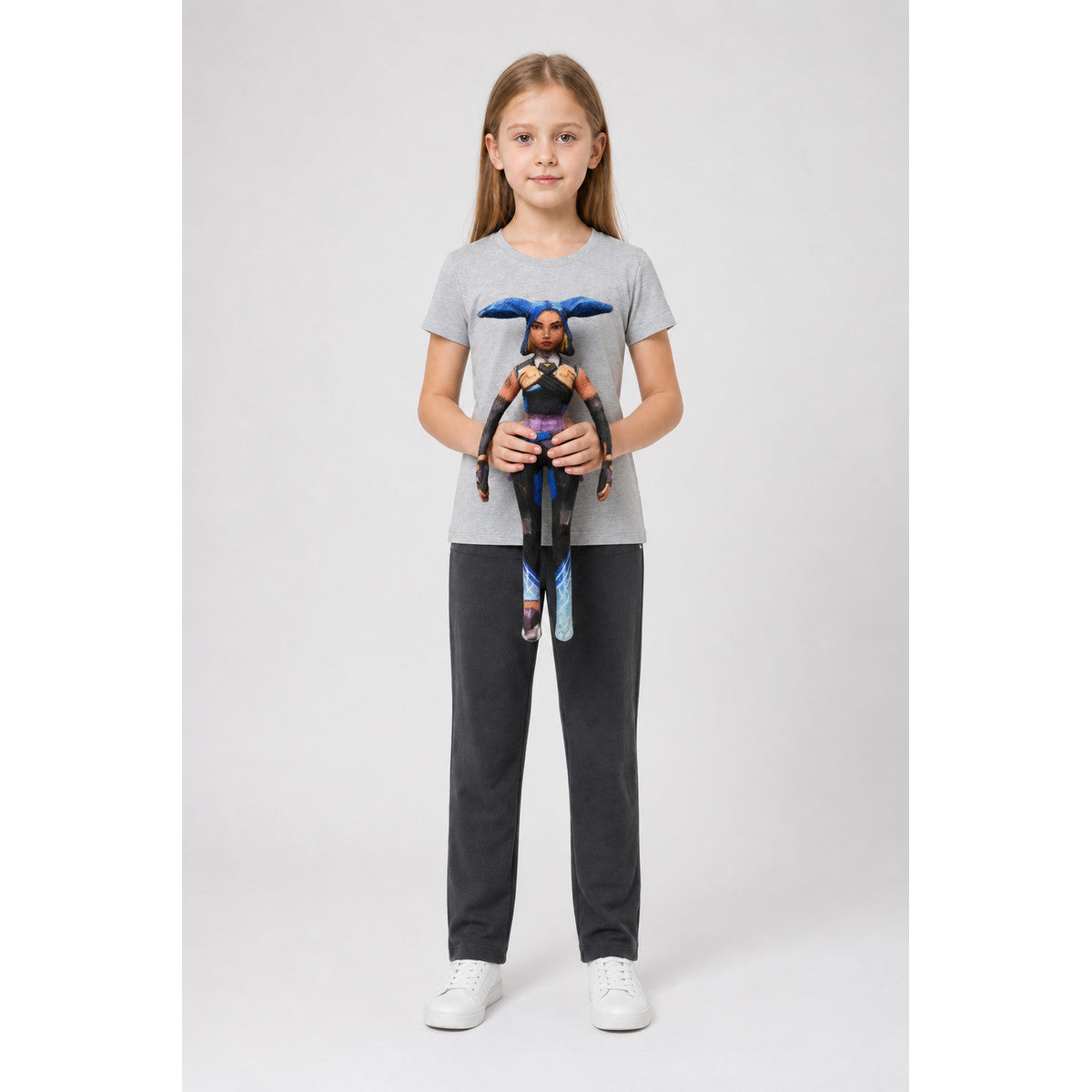 Articulated Anime Figure with a Blue Head and Purple Belt main product view
