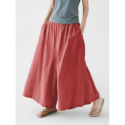 Wide-Leg Pants with Elastic Waistband and Side Pockets