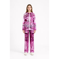 Hooded Jacket and Pants Costume with Pink, White, and Black Print