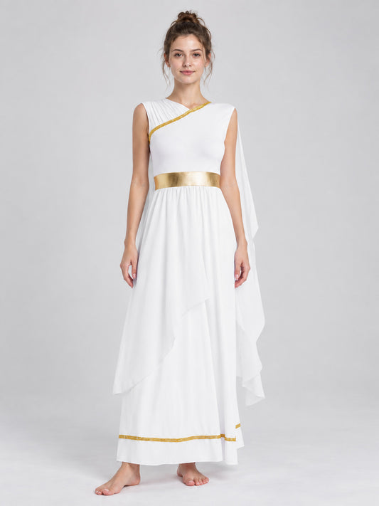 Greek-Style Carnival Costume with Gold Trim