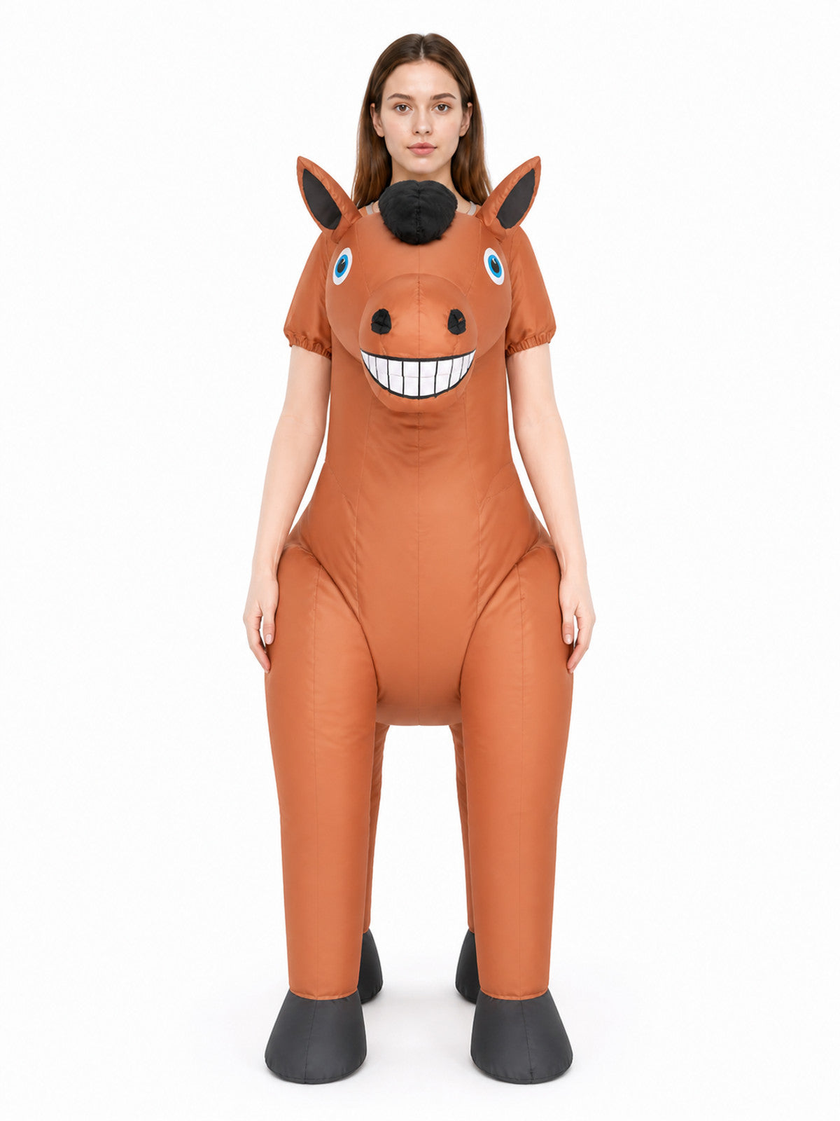 Inflatable Horse Costume, Orange and Black, One Size front view
