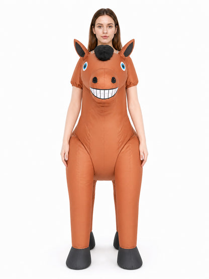 Inflatable Horse Costume, Orange and Black, One Size front view