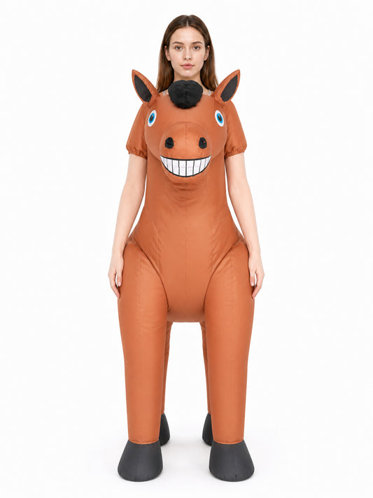 Inflatable Horse Costume, Orange and Black, One Size front view