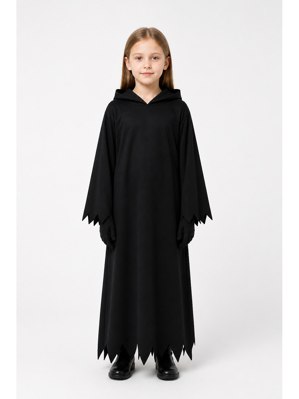 Black Long Torn Hooded Cloak for Halloween main product view