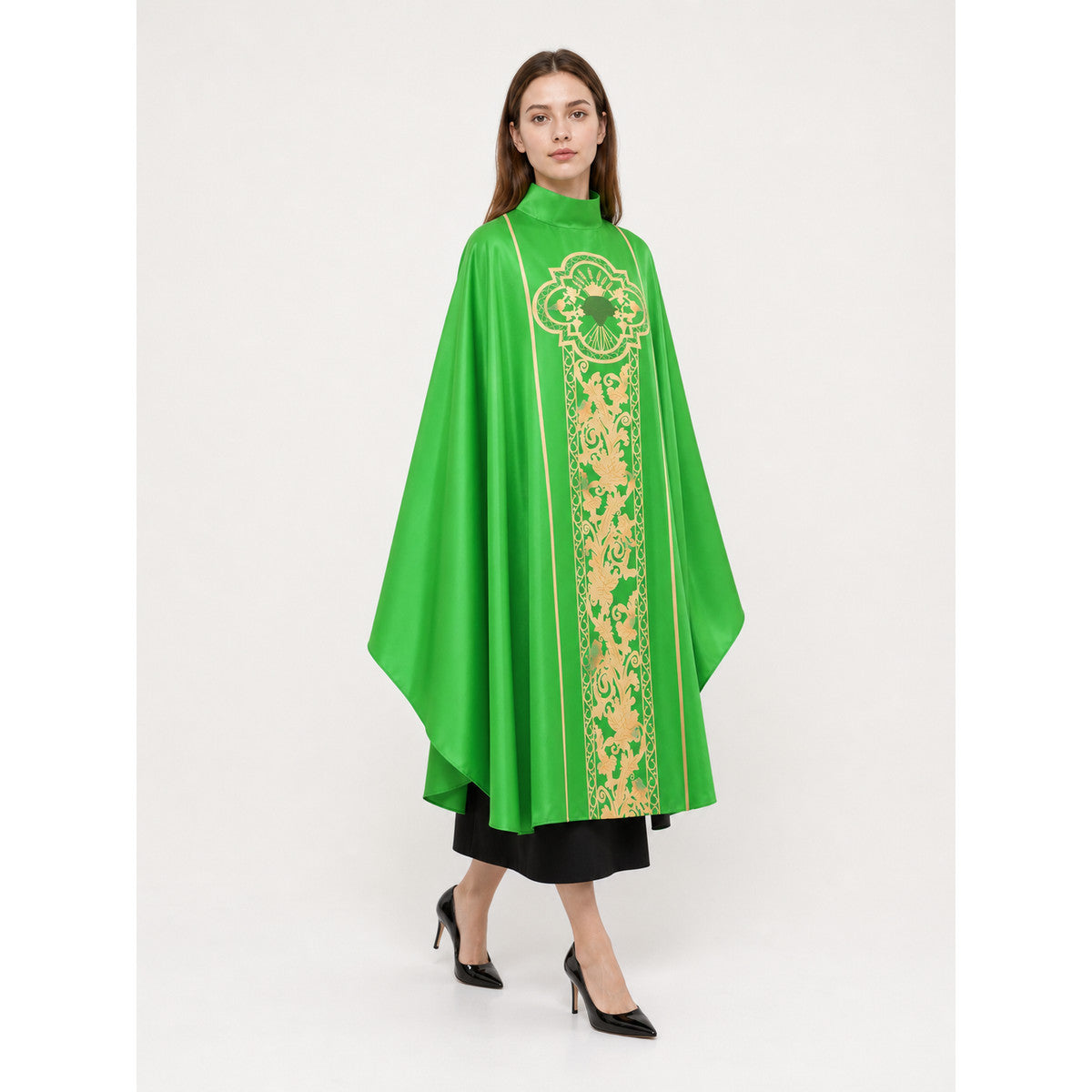Green Carnival Cloak with High Collar