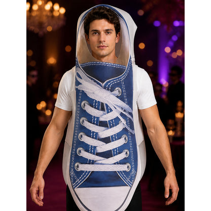 Couple's Sneaker Costume Bodysuit, Oversized Shoe Shaped Outfit for Halloween on-model view