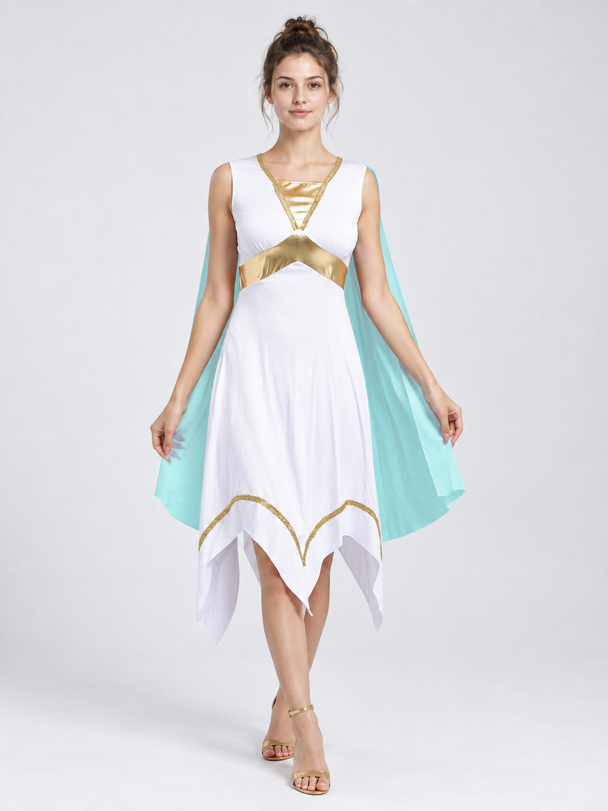 Antique-Style Carnival Dress with Gold Trim