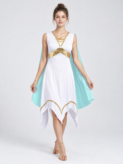 Antique-Style Carnival Dress with Gold Trim