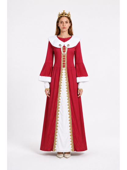 Burgundy Carnival Dress with White Collar and Crown main product view