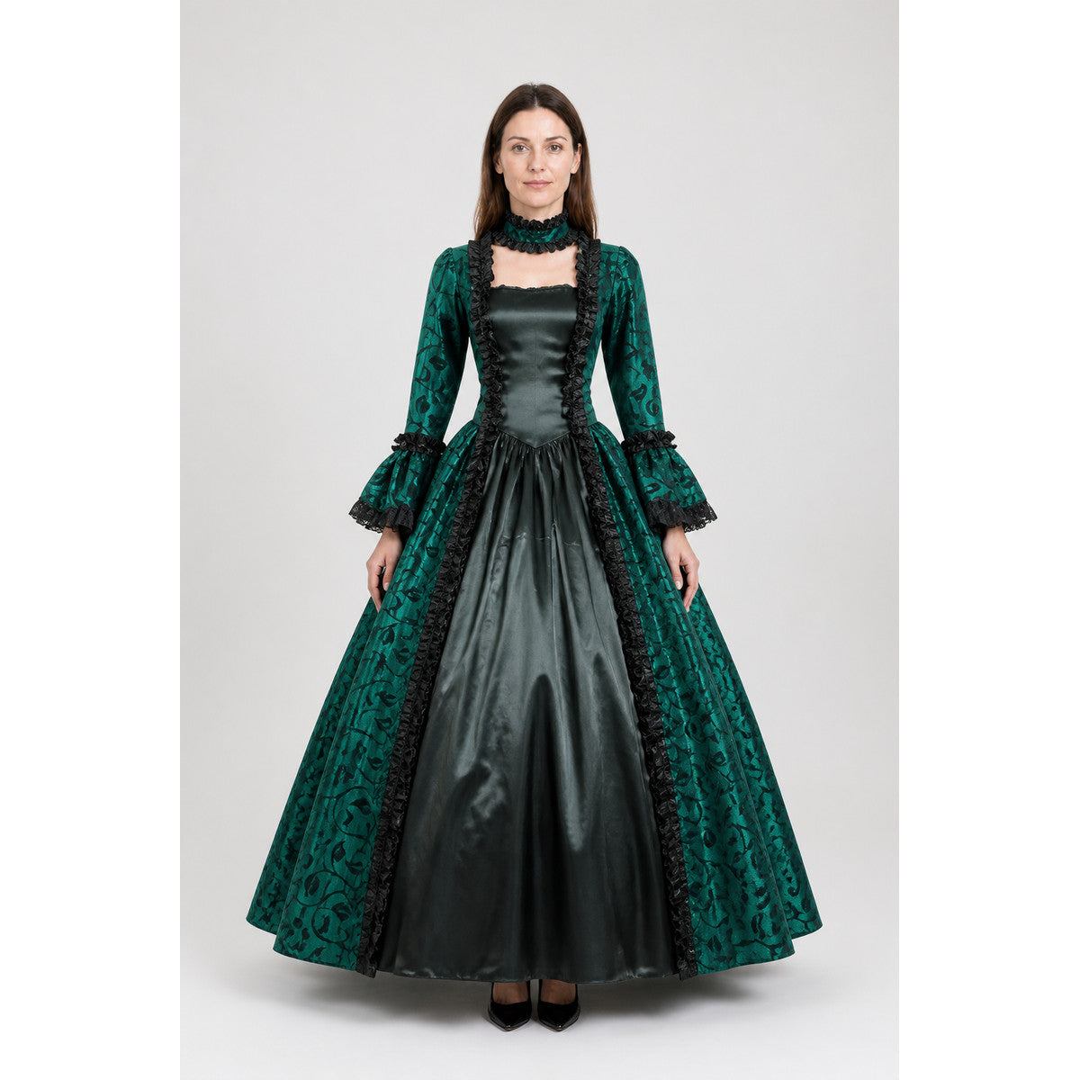 Vintage Gothic Green Dress with Full Skirt main product view