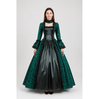 Vintage Gothic Green Dress with Full Skirt main product view