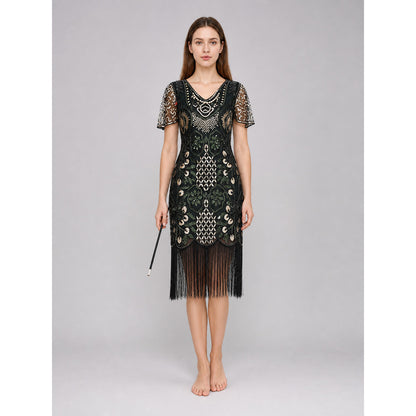 Vintage Art Deco Fringe and Sequin Dress