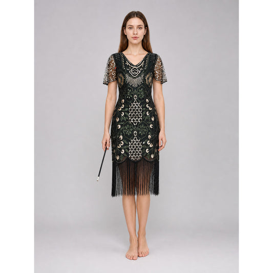 Vintage Art Deco Fringe and Sequin Dress