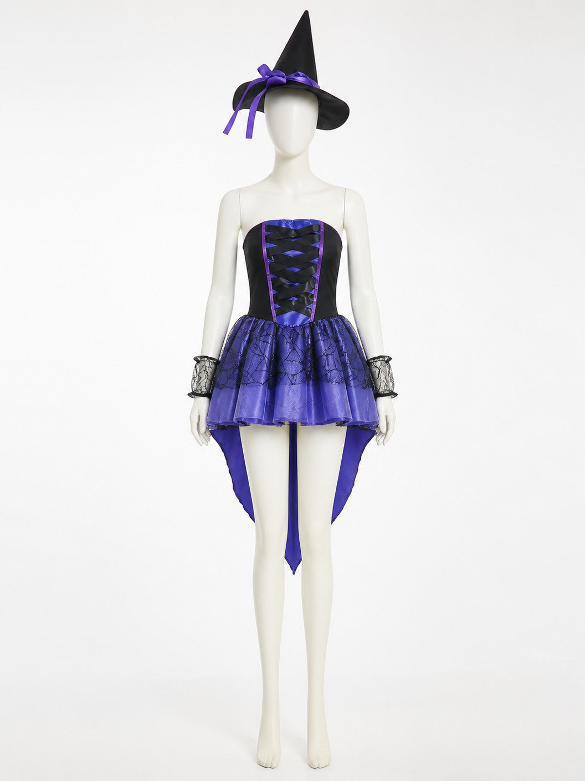 Women's Witch Halloween Costume with Hat on-model view