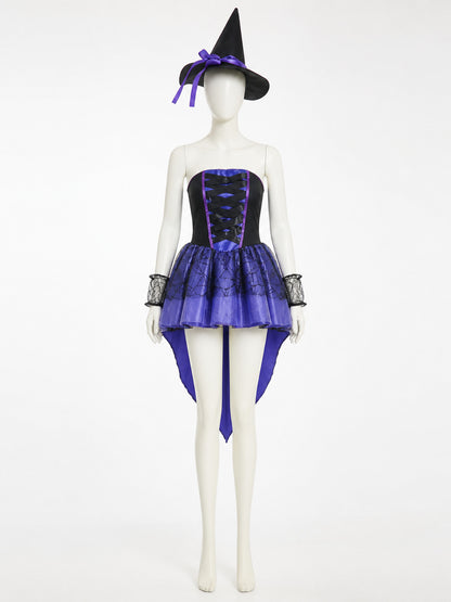Women's Witch Halloween Costume with Hat on-model view
