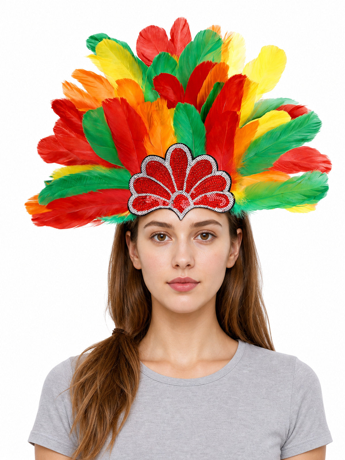 Carnival Headpiece with Multicolored Feathers