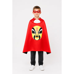 Cape with Mask and Face Print for Carnival