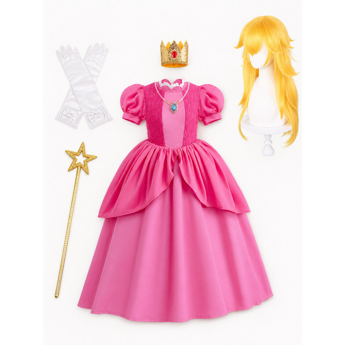 Children's Princess Dress with Crown and Wand