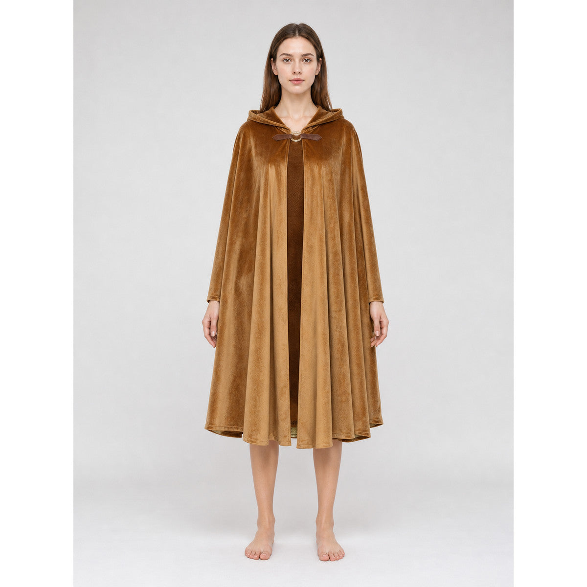 Long Light Brown Hooded Cloak for Cosplay