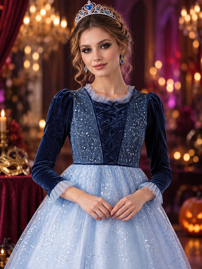 Kids' Princess Costume with Glitter, Blue