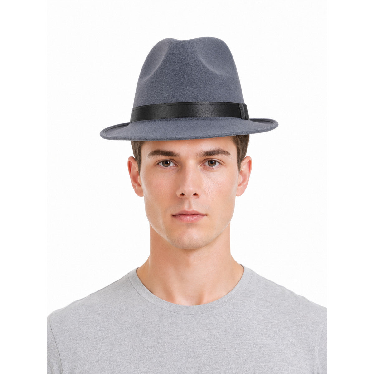 Carnival fedora hat with a short brim and ribbon front view