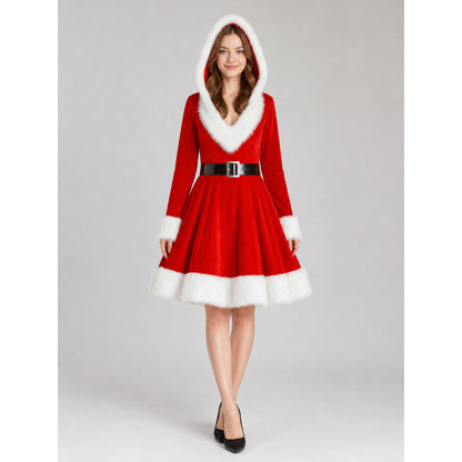 New Year's hooded costume, red dress