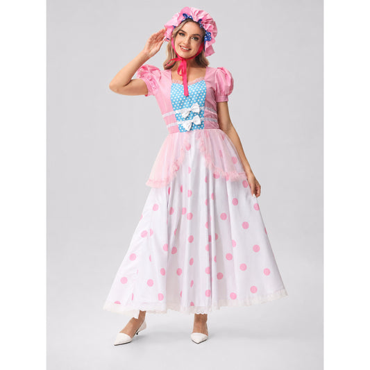 Princess Dress with Ruffles, Bows, and Polka Dots on-model view