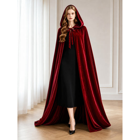 Burgundy Carnival Cloak with Hood, 110 cm