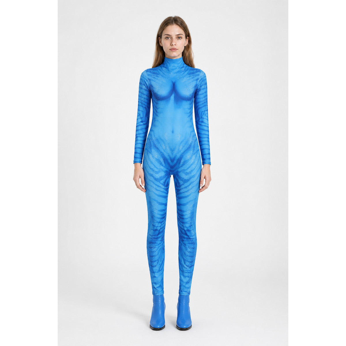 Blue Avatar Jumpsuit with Body Print for Cosplay