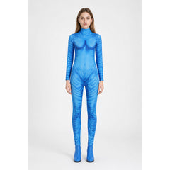 Blue Avatar Jumpsuit with Body Print for Cosplay